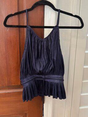 FLANNEL Navy Blue Silk Cami Top